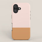 Minimalist Colour Block in Pale Blush Pink and Muted Ochre iPhone Case Gallery Image 1