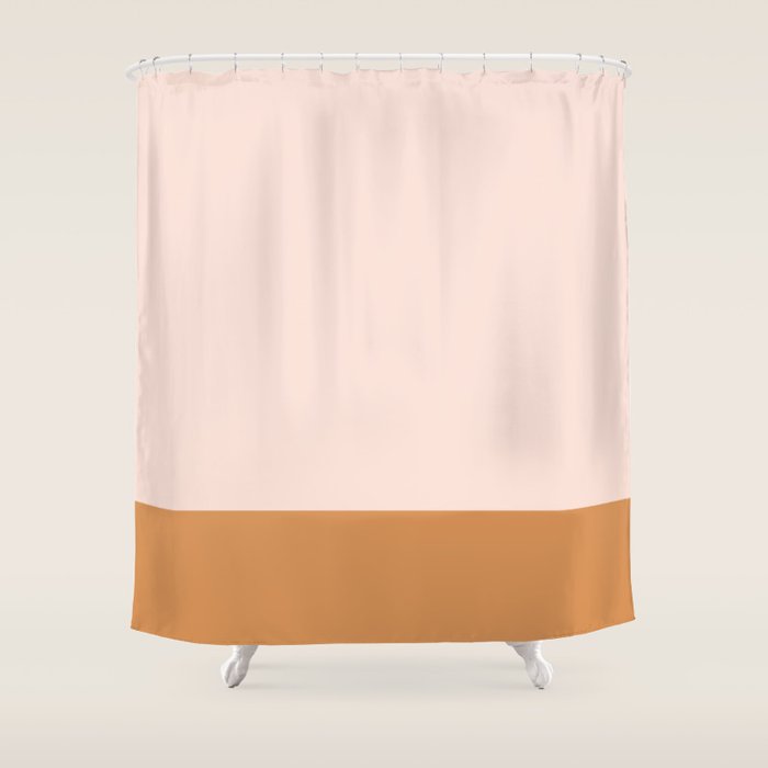 Minimalist Colour Block in Pale Blush Pink and Muted Ochre Shower Curtain Gallery Image 1