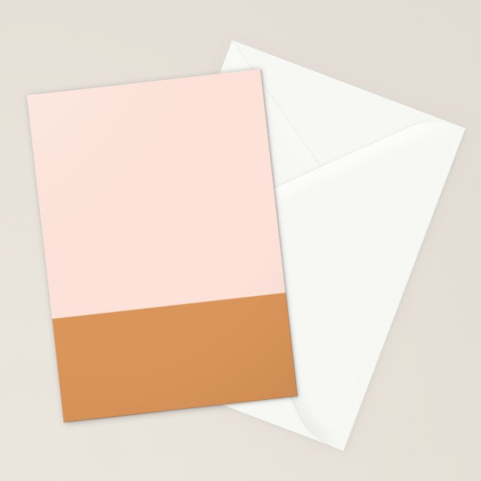 Minimalist Colour Block in Pale Blush Pink and Muted Ochre Stationery Card Gallery Image 2
