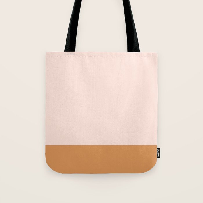 Minimalist Colour Block in Pale Blush Pink and Muted Ochre Tote Bag Gallery Image 1