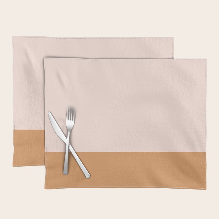 Minimalist Colour Block in Pale Blush Pink and Muted Ochre Placemat Gallery Image 1