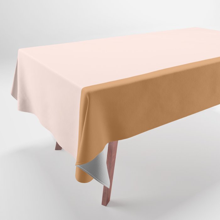 Minimalist Colour Block in Pale Blush Pink and Muted Ochre Tablecloth Gallery Image 1