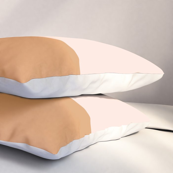 Minimalist Colour Block in Pale Blush Pink and Muted Ochre Pillow Sham Gallery Image 3