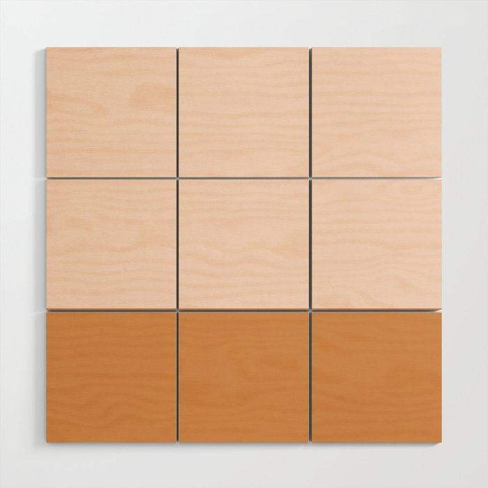 Minimalist Colour Block in Pale Blush Pink and Muted Ochre Wood Wall Art Gallery Image 1