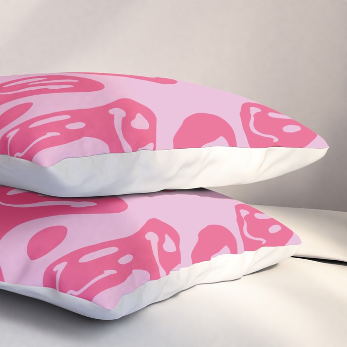 Pink Dripping Smiley Pillow Sham Gallery Image 3