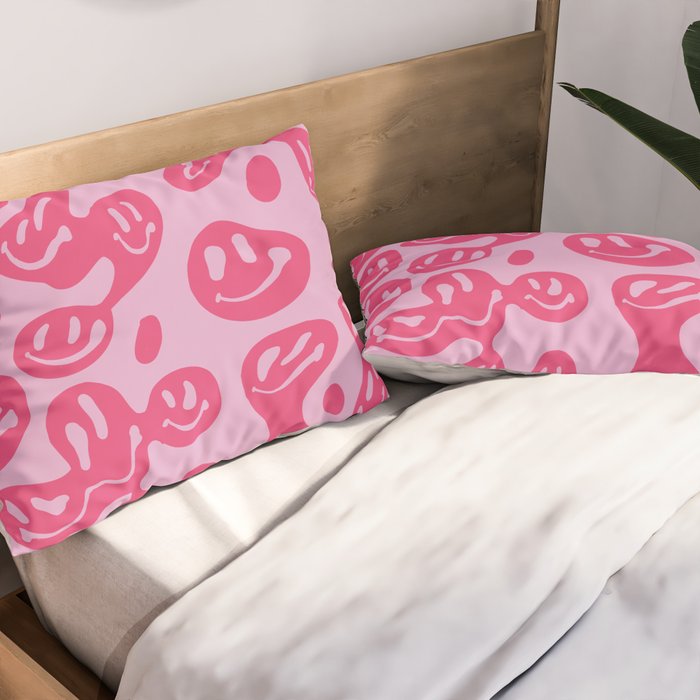 Pink Dripping Smiley Pillow Sham Gallery Image 2
