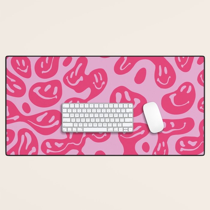 Pink Dripping Smiley Desk Mat Gallery Image 1