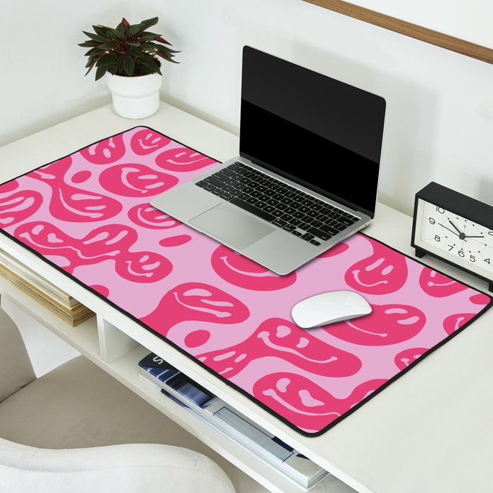Pink Dripping Smiley Desk Mat Gallery Image 2