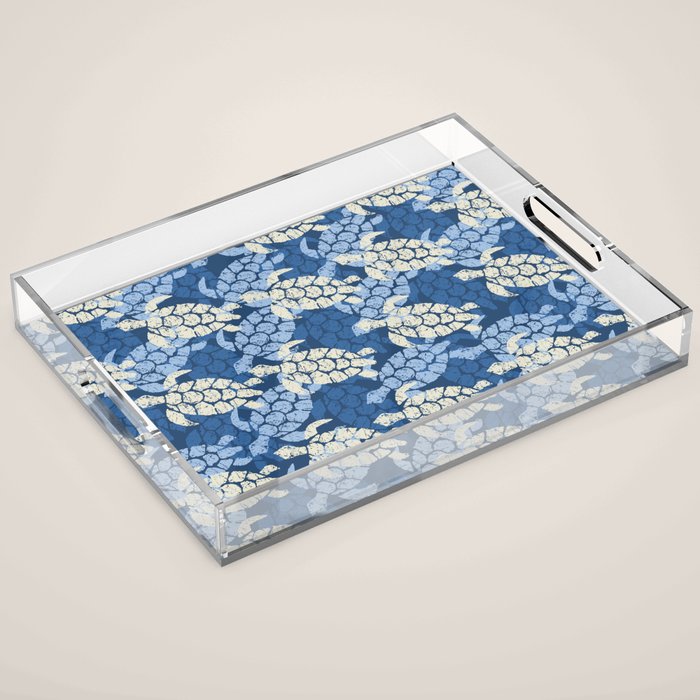 Honu Sea Turtle Hawaiian Tapa  Acrylic Tray Gallery Image 1