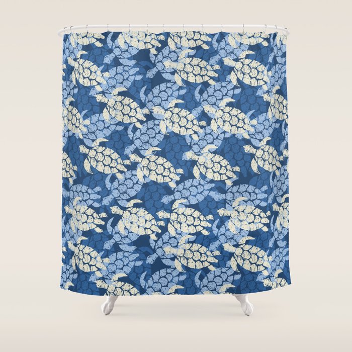 Honu Sea Turtle Hawaiian Tapa  Shower Curtain Gallery Image 1