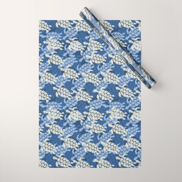 Honu Sea Turtle Hawaiian Tapa  Wrapping Paper Gallery Image 1