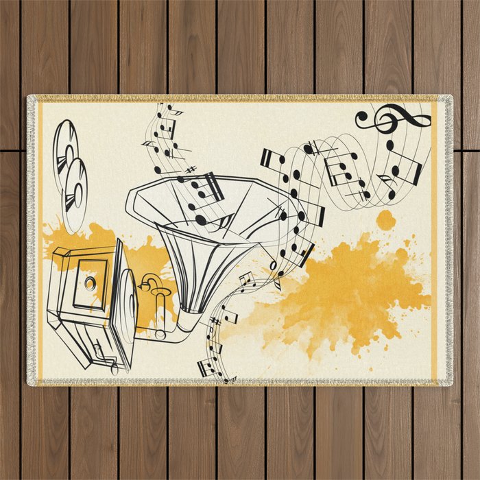 Abstract Minimal Musical Instrument 2 Outdoor Rug Gallery Image 1