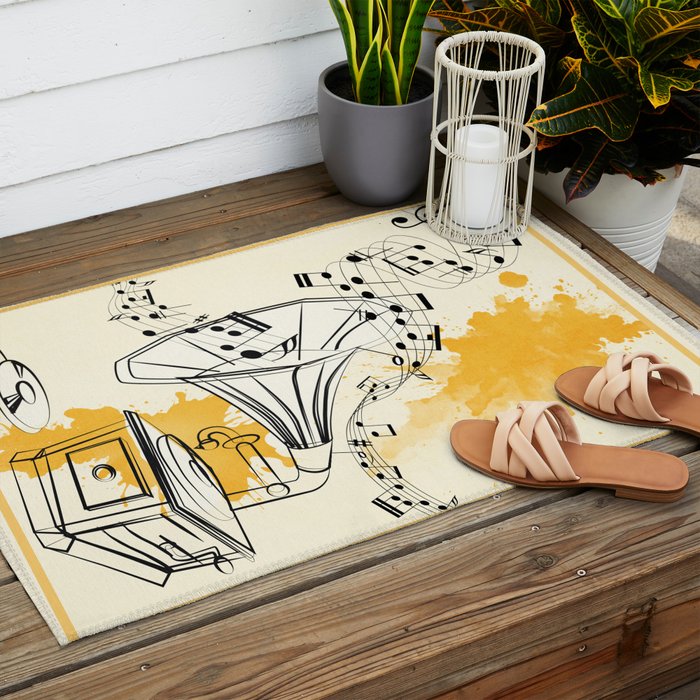 Abstract Minimal Musical Instrument 2 Outdoor Rug Gallery Image 2