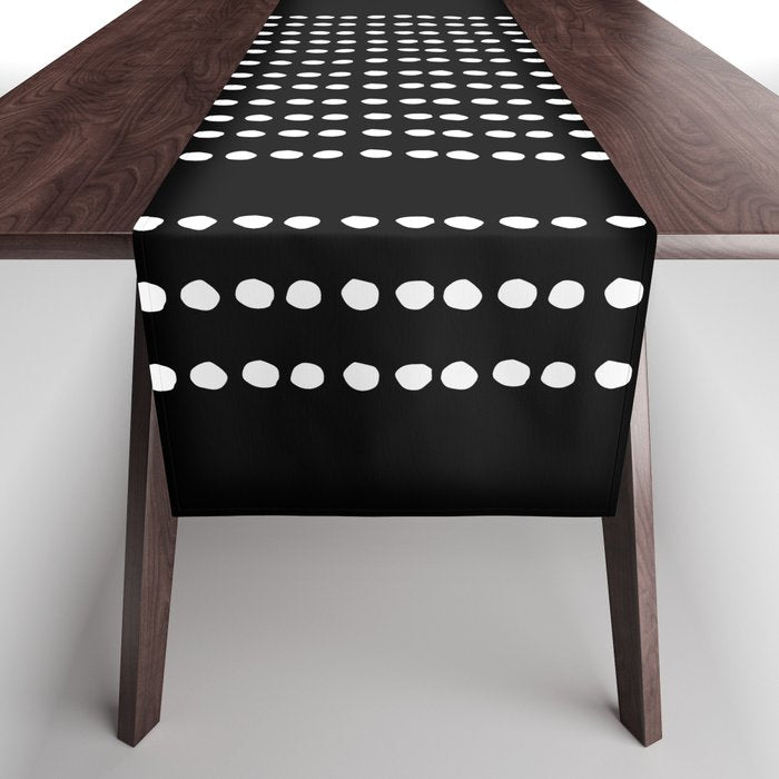 Spotted, African Pattern in Black and White Table Runner Gallery Image 1
