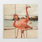 Pink Flamingos On Aruba Island Art Photo | Caribbean Beach Wall Print | Tropical Travel Photography Wood Wall Art Gallery Image 1