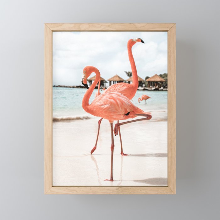 Pink Flamingos On Aruba Island Art Photo | Caribbean Beach Wall Print | Tropical Travel Photography Mini Art Print Gallery Image 1