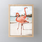 Pink Flamingos On Aruba Island Art Photo | Caribbean Beach Wall Print | Tropical Travel Photography Mini Art Print Gallery Image 1