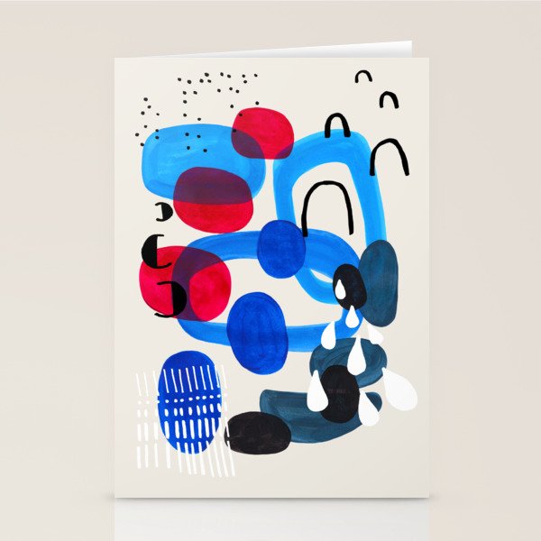 Mid Century Modern Abstract Colorful Art Patterns Ocean Blue Turquoise Grey Stationery Card Gallery Image 1