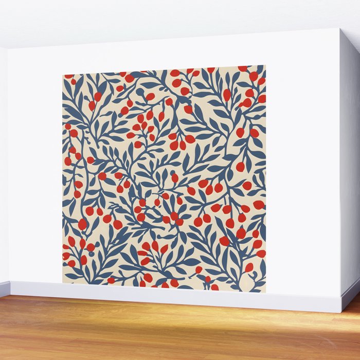 Winter Berries and Blue Wall Mural Gallery Image 2