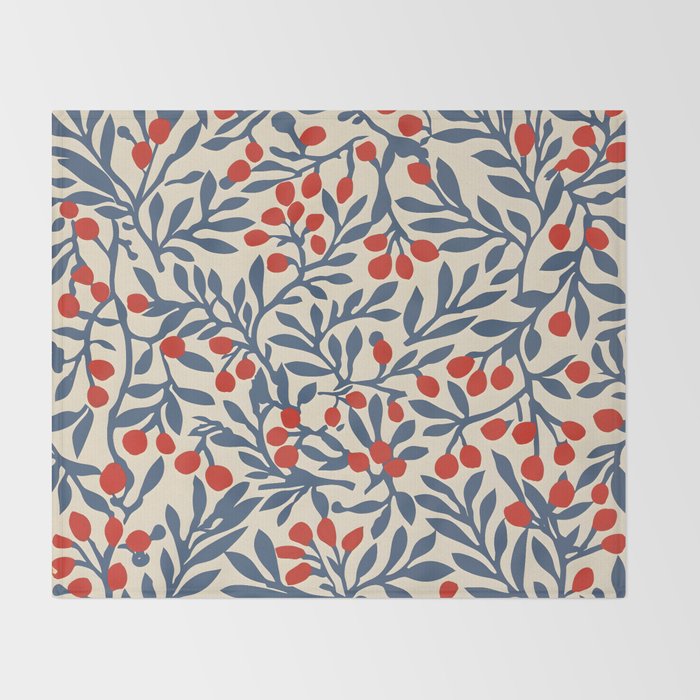 Winter Berries and Blue Throw Blanket Gallery Image 2