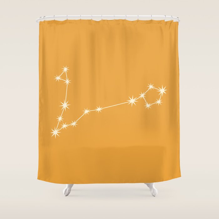 Pisces Zodiac Star Constellation Line Art Peach Orange Shower Curtain Gallery Image 1