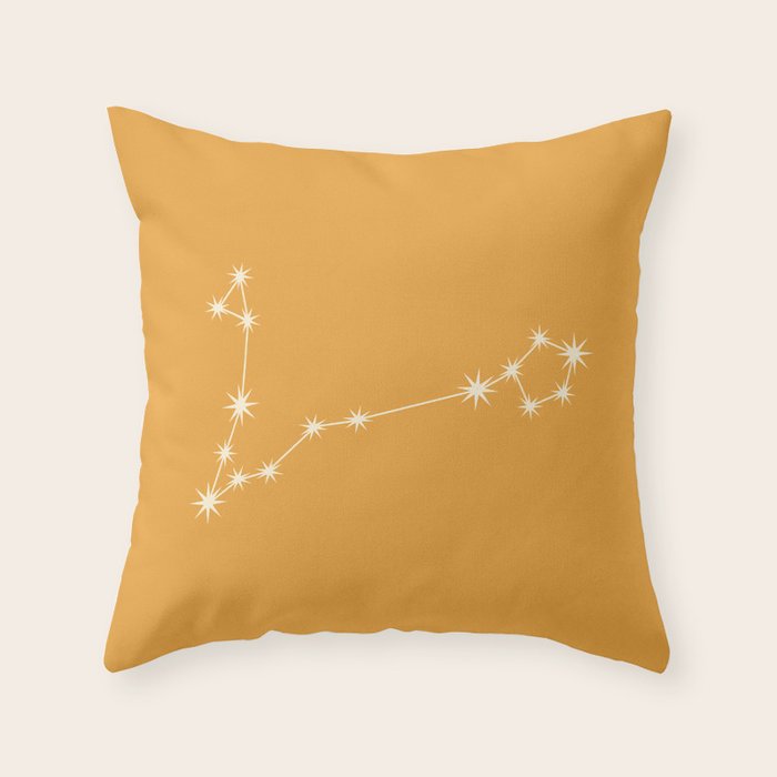 Pisces Zodiac Star Constellation Line Art Peach Orange Throw Pillow Gallery Image 6