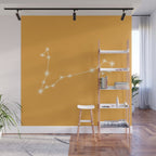 Pisces Zodiac Star Constellation Line Art Peach Orange Wall Mural Gallery Image 1