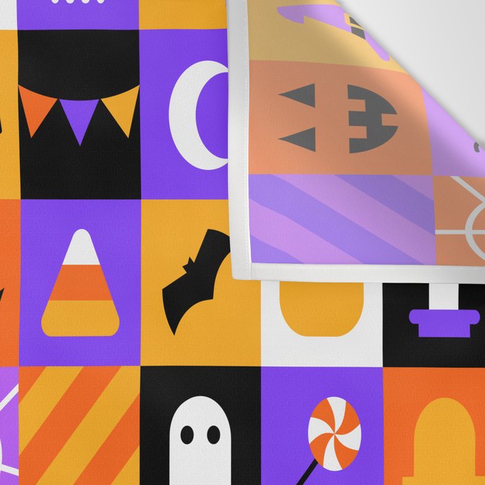 Geometric halloween mosaic pattern Wall Tapestry Gallery Image 3