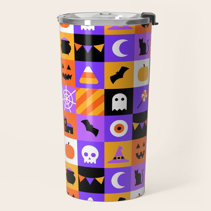 Geometric halloween mosaic pattern Travel Mug Gallery Image 2
