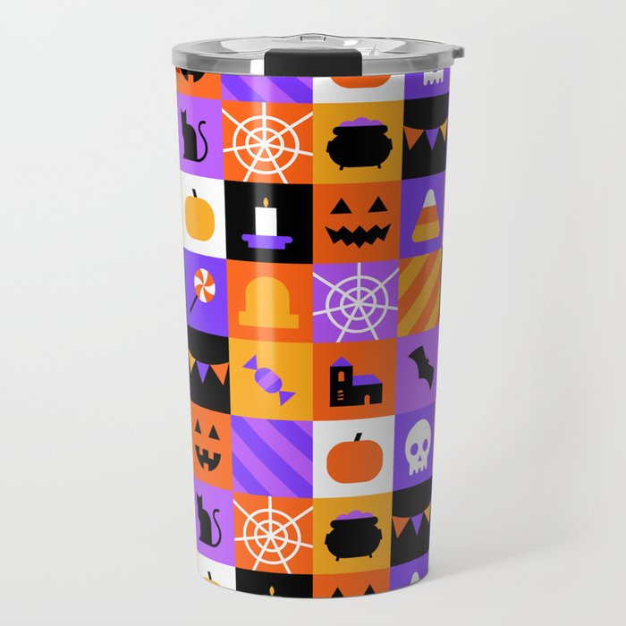 Geometric halloween mosaic pattern Travel Mug Gallery Image 1