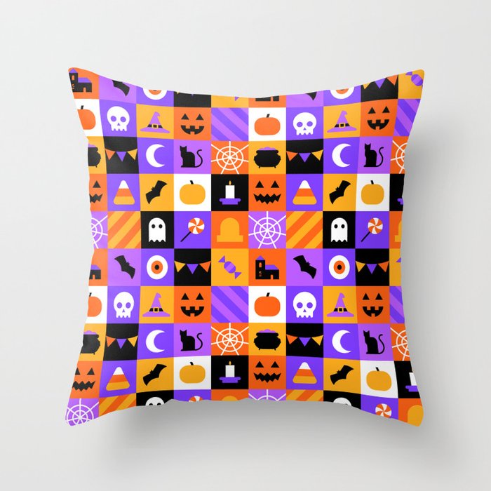 Geometric halloween mosaic pattern Throw Pillow Gallery Image 1