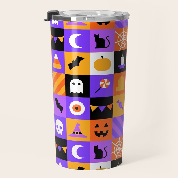 Geometric halloween mosaic pattern Travel Mug Gallery Image 3