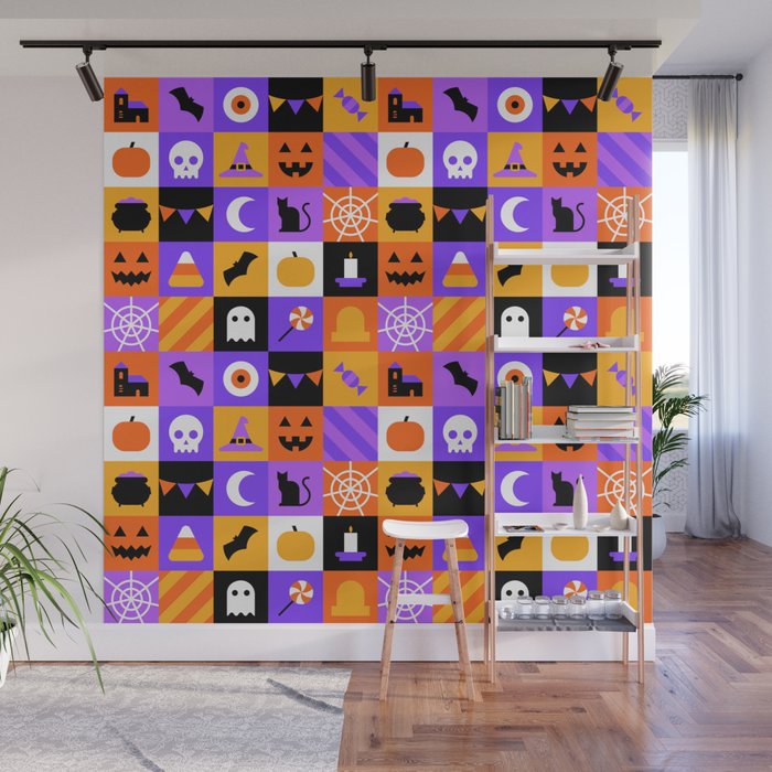 Geometric halloween mosaic pattern Wall Mural Gallery Image 1