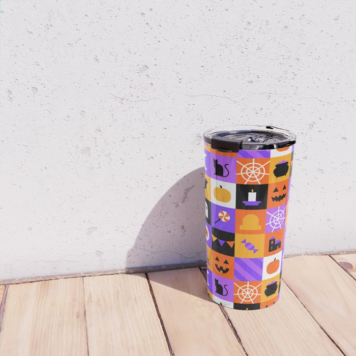 Geometric halloween mosaic pattern Travel Mug Gallery Image 4