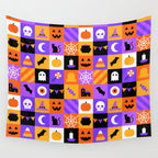 Geometric halloween mosaic pattern Wall Tapestry Gallery Image 4