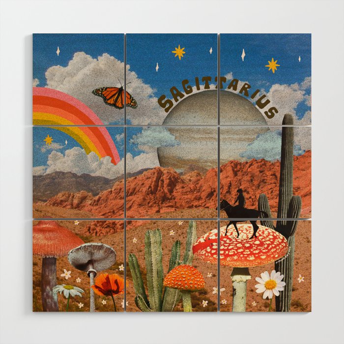 Sagittarius Collage Wood Wall Art Gallery Image 1