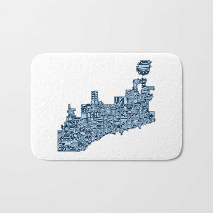 Chicago Neighborhood Map Bath Mat Gallery Image 1