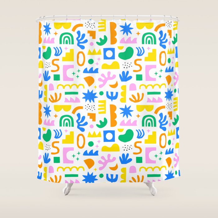 Colorful abstract organic shape art pattern Shower Curtain Gallery Image 1