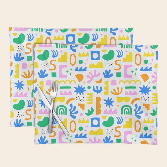 Colorful abstract organic shape art pattern Placemat Gallery Image 1