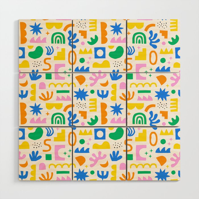Colorful abstract organic shape art pattern Wood Wall Art Gallery Image 1