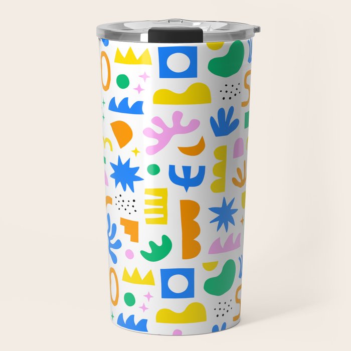 Colorful abstract organic shape art pattern Travel Mug Gallery Image 1