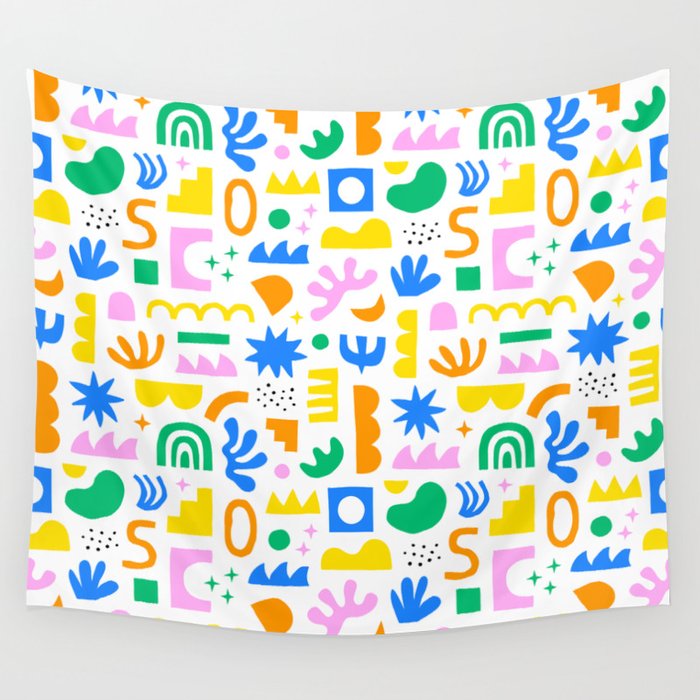 Colorful abstract organic shape art pattern Wall Tapestry Gallery Image 1