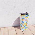 Colorful abstract organic shape art pattern Travel Mug Gallery Image 4