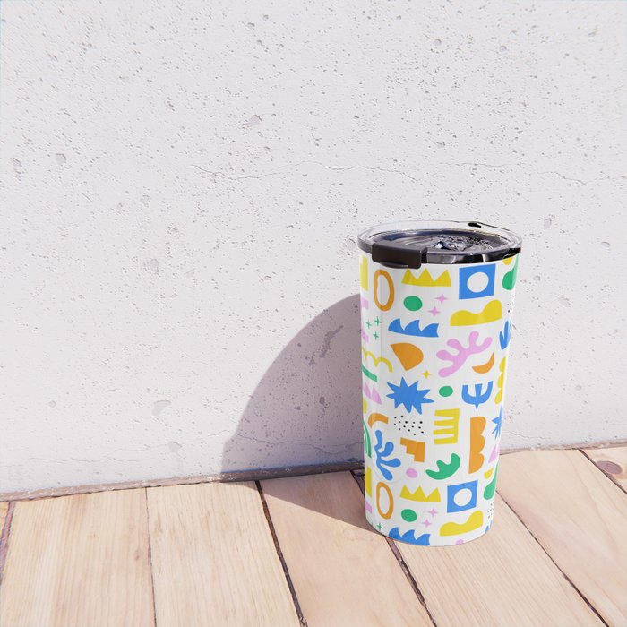 Colorful abstract organic shape art pattern Travel Mug Gallery Image 4