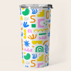 Colorful abstract organic shape art pattern Travel Mug Gallery Image 2