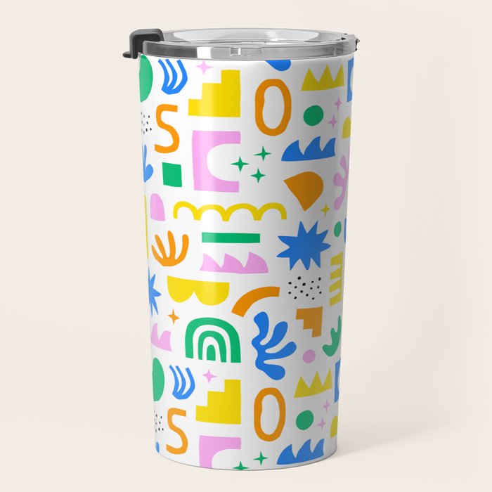 Colorful abstract organic shape art pattern Travel Mug Gallery Image 3