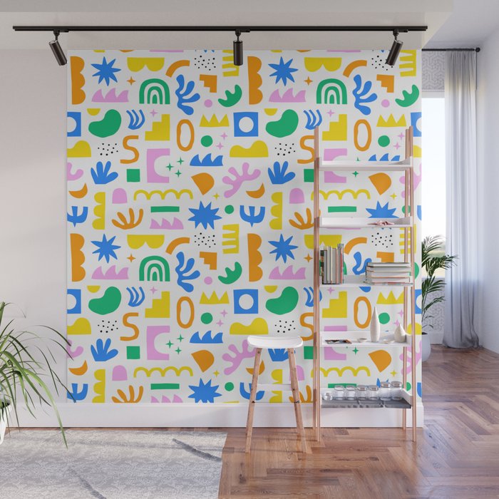 Colorful abstract organic shape art pattern Wall Mural Gallery Image 1