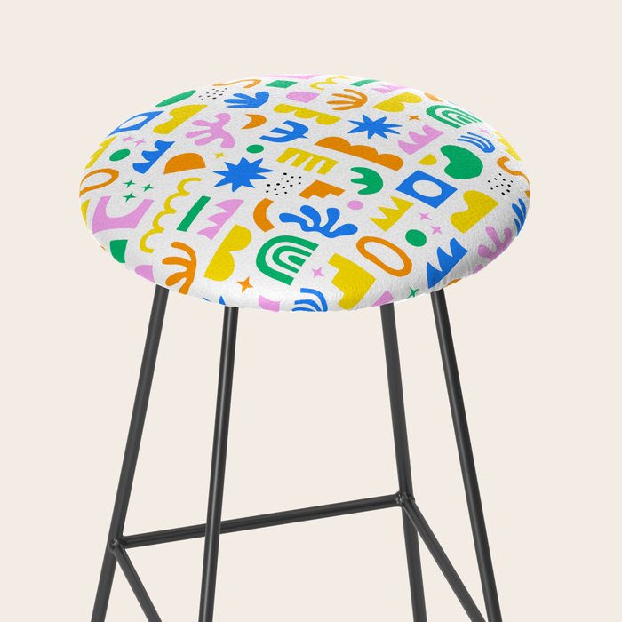 Colorful abstract organic shape art pattern Stool Gallery Image 2