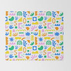Colorful abstract organic shape art pattern Throw Blanket Gallery Image 2