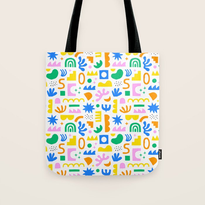 Colorful abstract organic shape art pattern Tote Bag Gallery Image 1